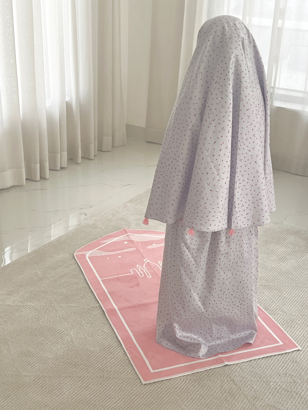 ZAHRA/  Girls Prayer Set / kids Mats & Flowers Prayer clothes