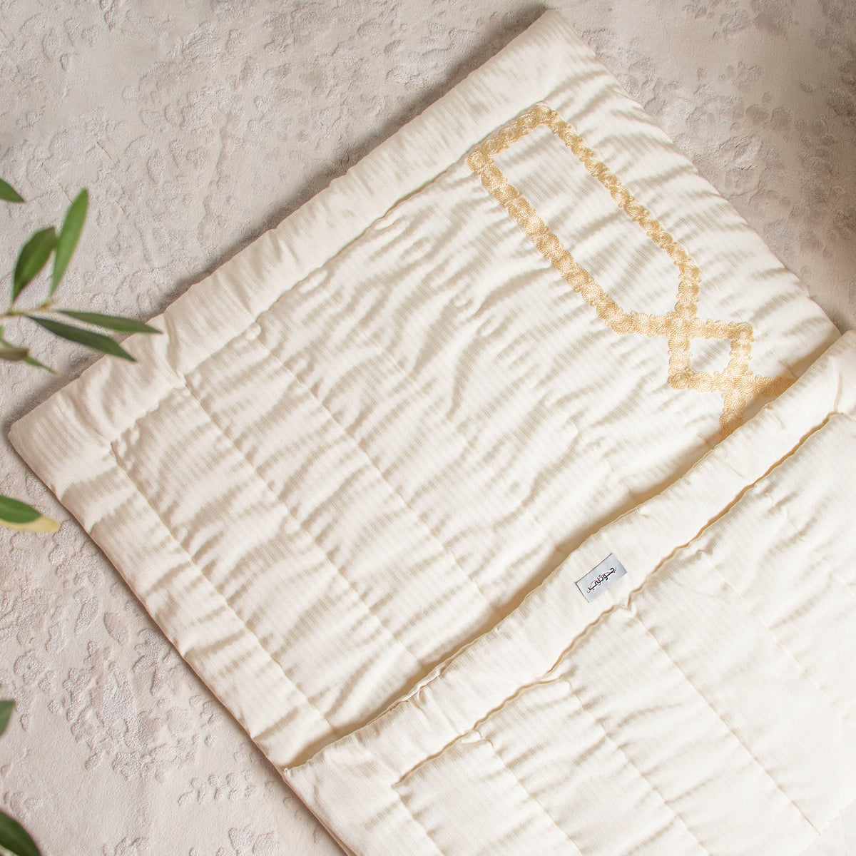Embroidery silk/cotton Prayer Mat | Beige